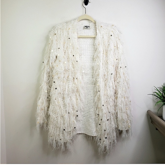 Show Me You Mumu Shaggy Embellished Cardigan - Picture 1 of 8